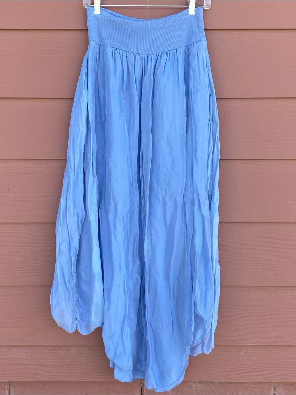 Silk 100% Silk Light Sky Blue Pants Lagenlook Piratecore Made in Italy Size S/M